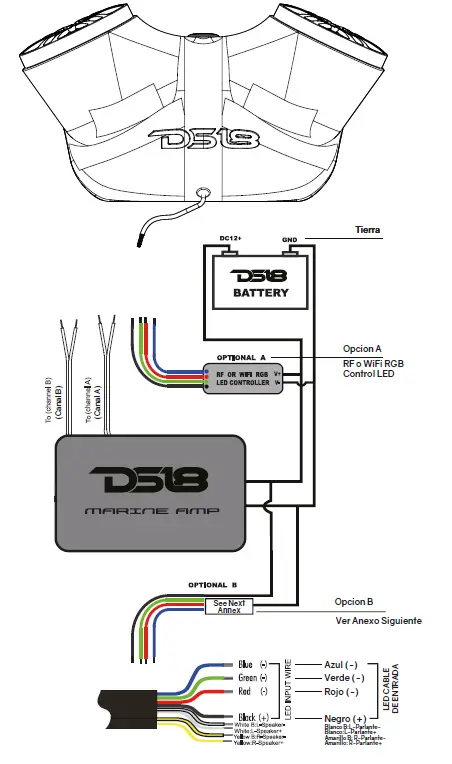 DS18-JSD8-Marine-Double-8-Inch-Speaker-Enclosure-Loaded-with-Coaxial-Speakers-With-Built-In-RGB-Led-Lights-fig-2