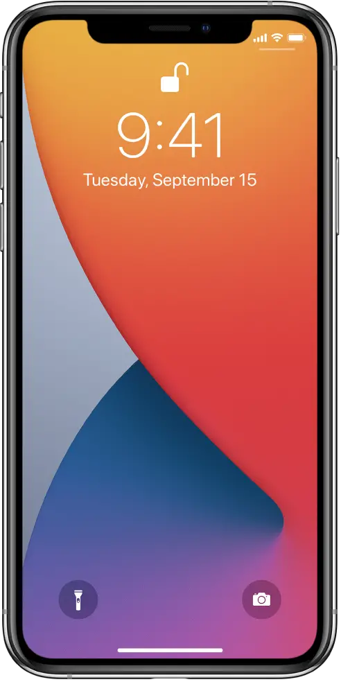 The iPhone Lock Screen showing the time and date.