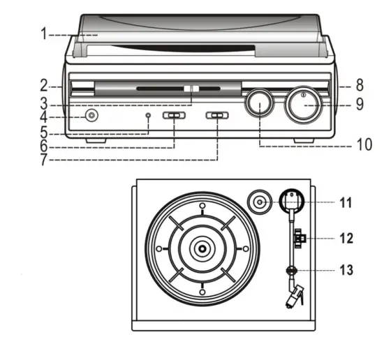 Jensen® 3-Speed Stereo Turntable with Built-in Speakers-4
