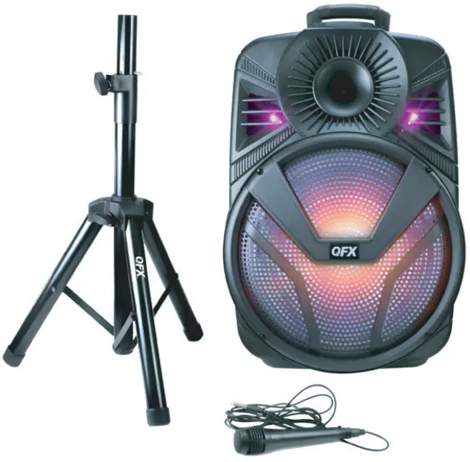 QFX PBX-615SM 15 Inch Rechargeable Bluetooth Portable Party Speaker System