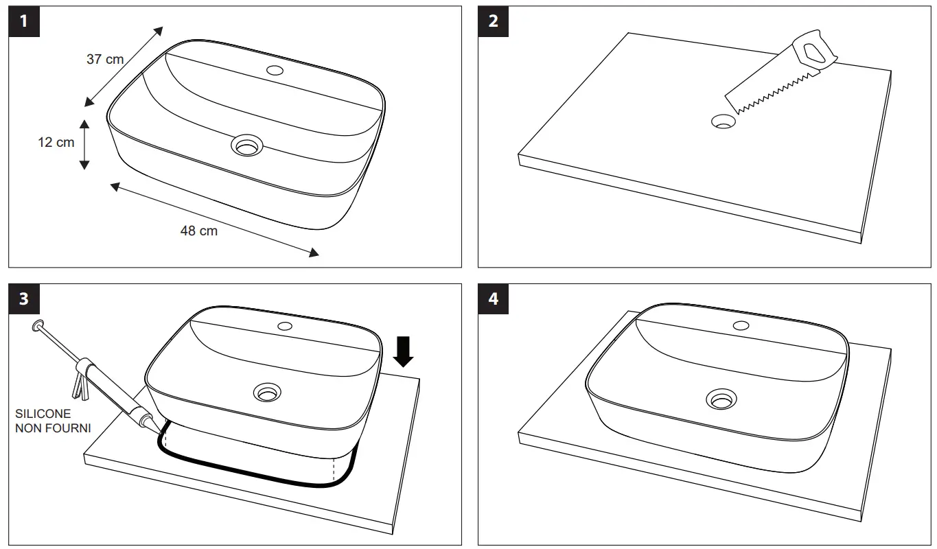 homesight MTC 875 Rectangular Built In Washbasin