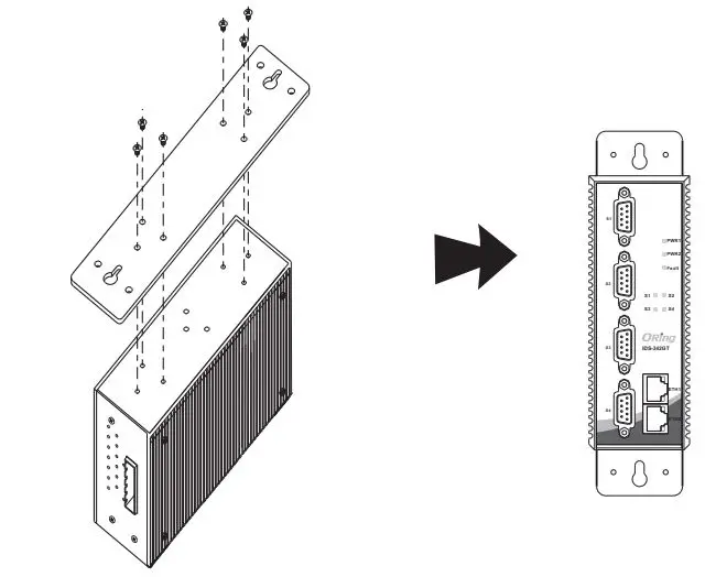 ORing IDS-342GT Industrial Secure Serial Port to Ethernet Device Server Installation Guide - Wall-mounting