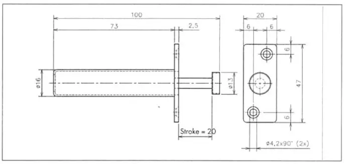 COBURN 95604 Pocket Door Piston - Dimensions