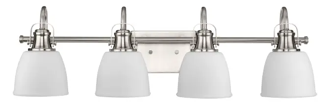PROGRESS LIGHTING P300429-009 Preston 7.37-in 4-Light Brushed Nickel LED Farmhouse Vanity