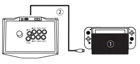 PXN X9 Arcade Fight Stick User Manual - Connect With Switch dock