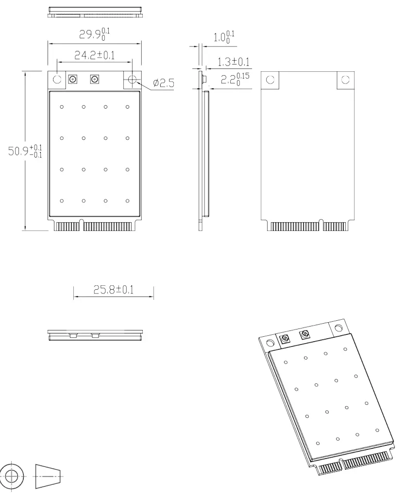 HANHAI Electronic HH9880 BA Dual Band 5GHz 3 3 MIMO 802 11ac Mini PCIE WiFi Module - fig1