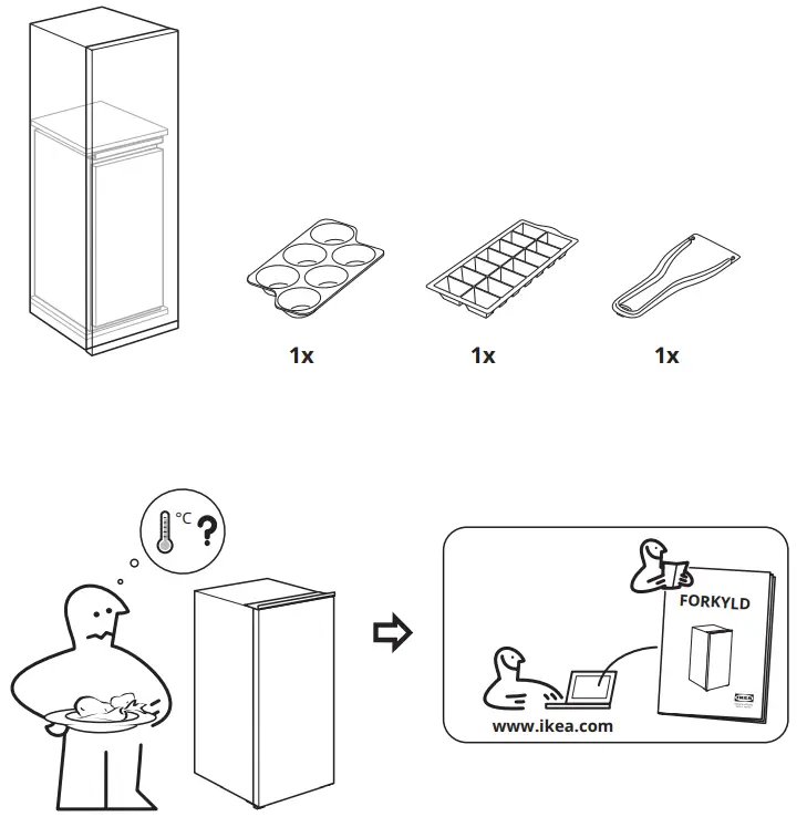 IKEA 904.964.64 FÖRKYLD Fridge with Freezer -
