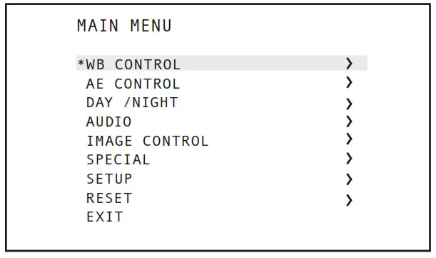 UHD-200 4K 60p POV Camera- MAIN MENU