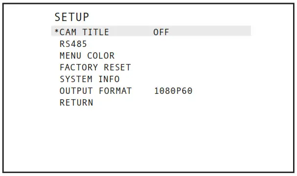 UHD-200 4K 60p POV Camera- SETUP