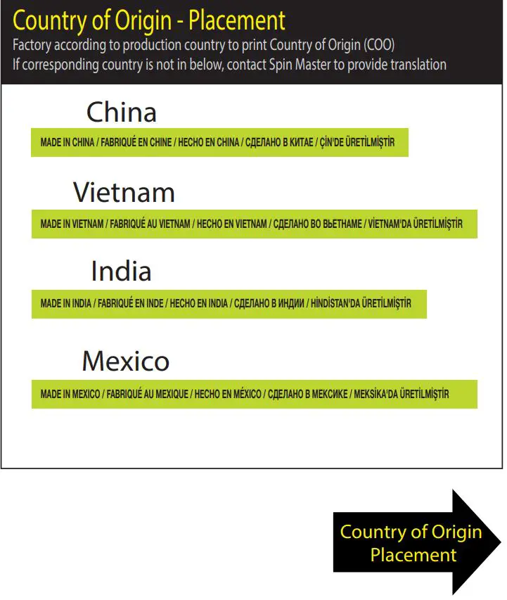 MONSTER JAM El Toro Loco 110 Scale RC Monster Truck Instruction Manual - Country of Origin Placement