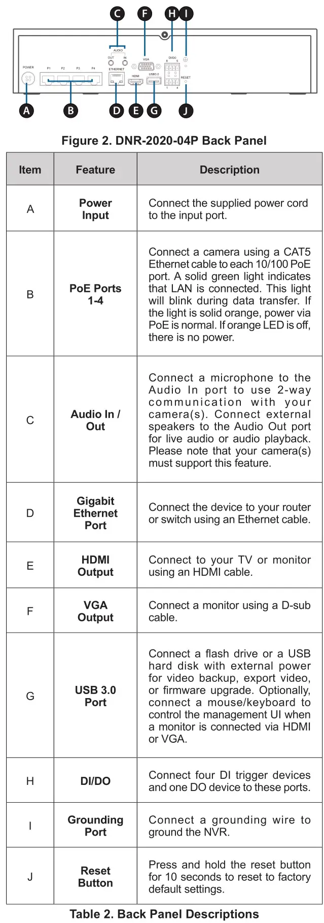 D-Link JustConnect 16-Channel PoE Network Video Recorder - Back Panel