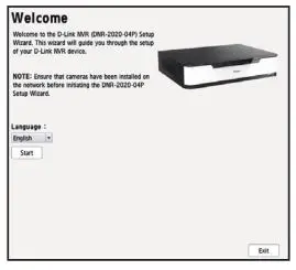 D-Link JustConnect 16-Channel PoE Network Video Recorder - click Start to proceed with configuration