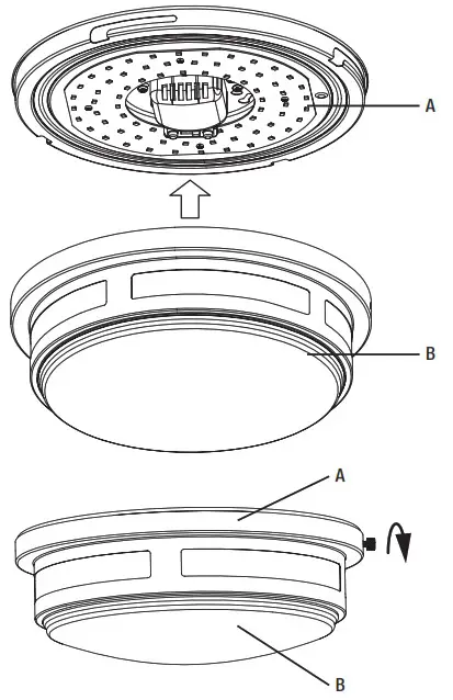 HAMPTON BAY 54471101 Outdoor LED Flush Mount - Attaching the diffuser shade to the