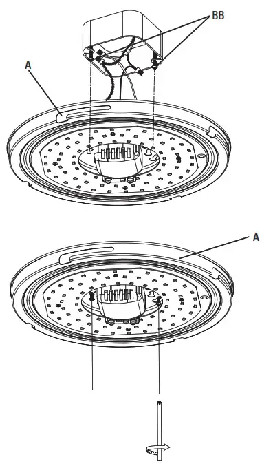 HAMPTON BAY 54471101 Outdoor LED Flush Mount - Attaching the fixture plate to the