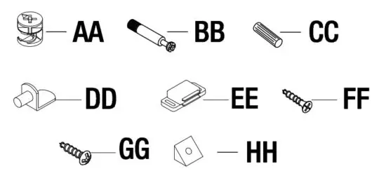 StyleWell JS 3417 A 42 Inch White Storage Hutch - hardwar