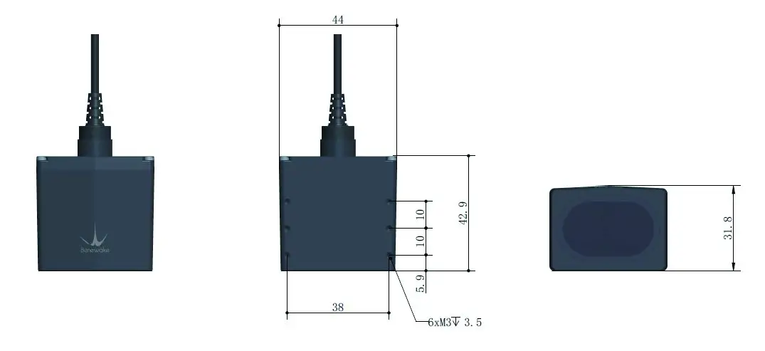 Benewake LED Rangefinder Product dimensions