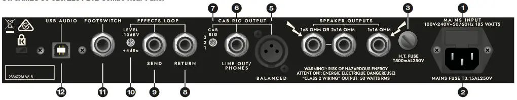 Blackstar St James 50 EL34 Head Tube Guitar Amplifier - EL34 212 Combo Rear Panel