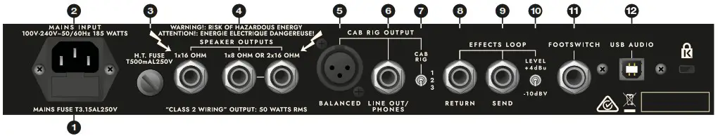 Blackstar St James 50 EL34 Head Tube Guitar Amplifier - EL34H Head Rear Panel