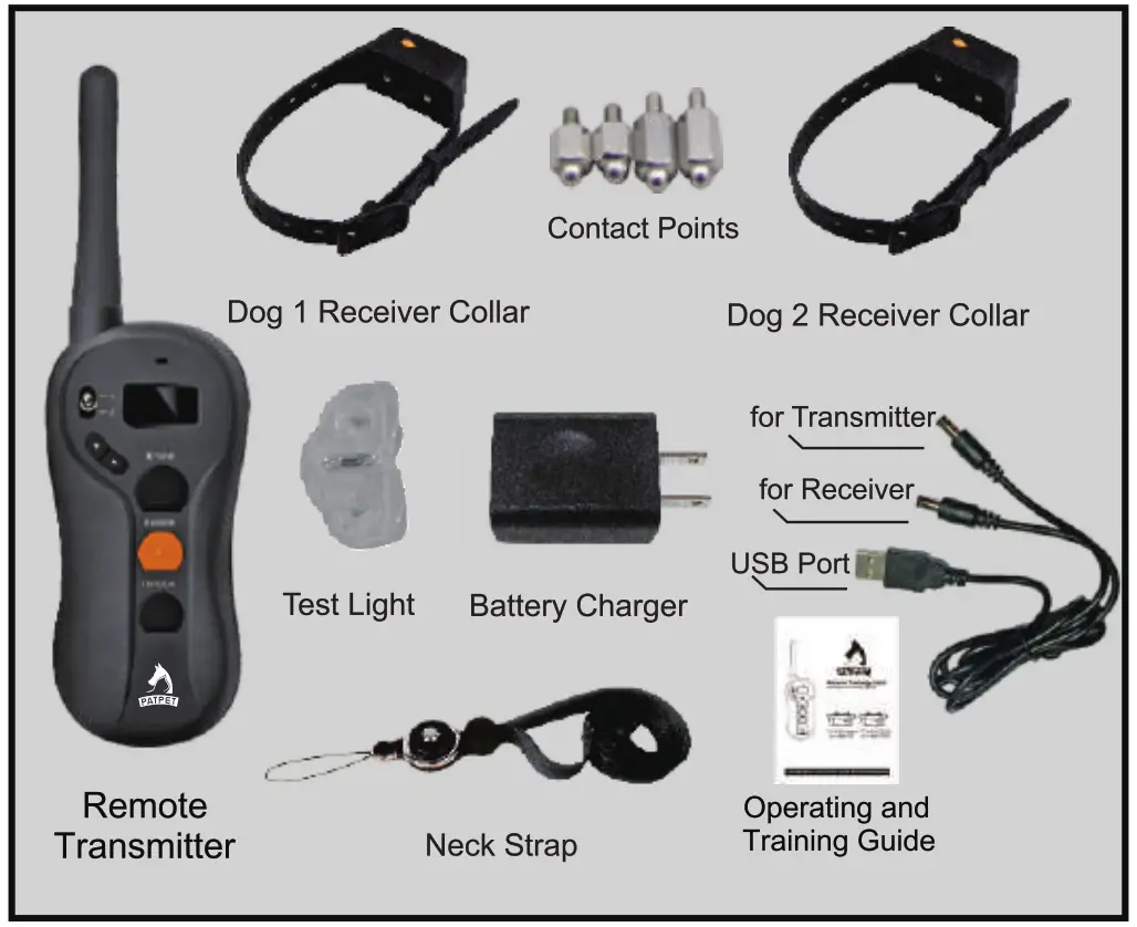 PATPET Remote Training Collar- components