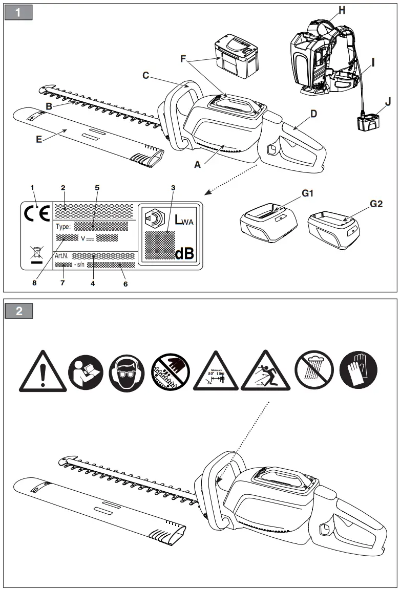 STIGA HT 500 Li 48 Battery Powered Hedge Trimmer - fig 1