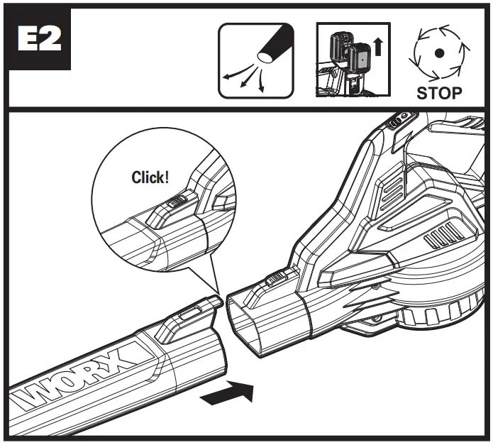 WG583E Dual Battery Brushless Leaf Blower Operation illustration