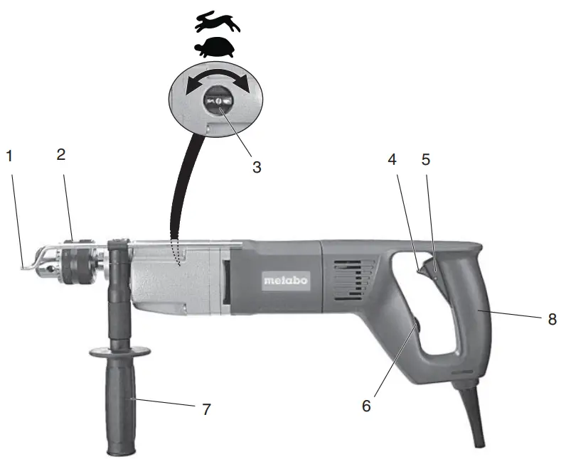 metabo BDE 1100 Robust Die cast Drill - parts