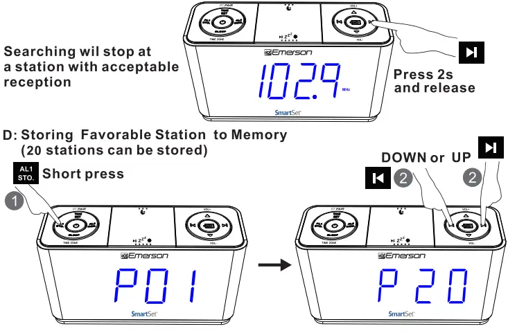 Emerson SmartSet Alarm Clock Radio-12