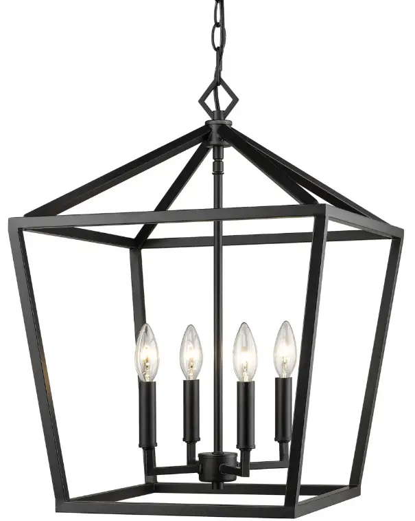 MILLENNIUM LIGHTING 3244 4-Light 16 Inch Wide Matte Black Taper Candle Pendant