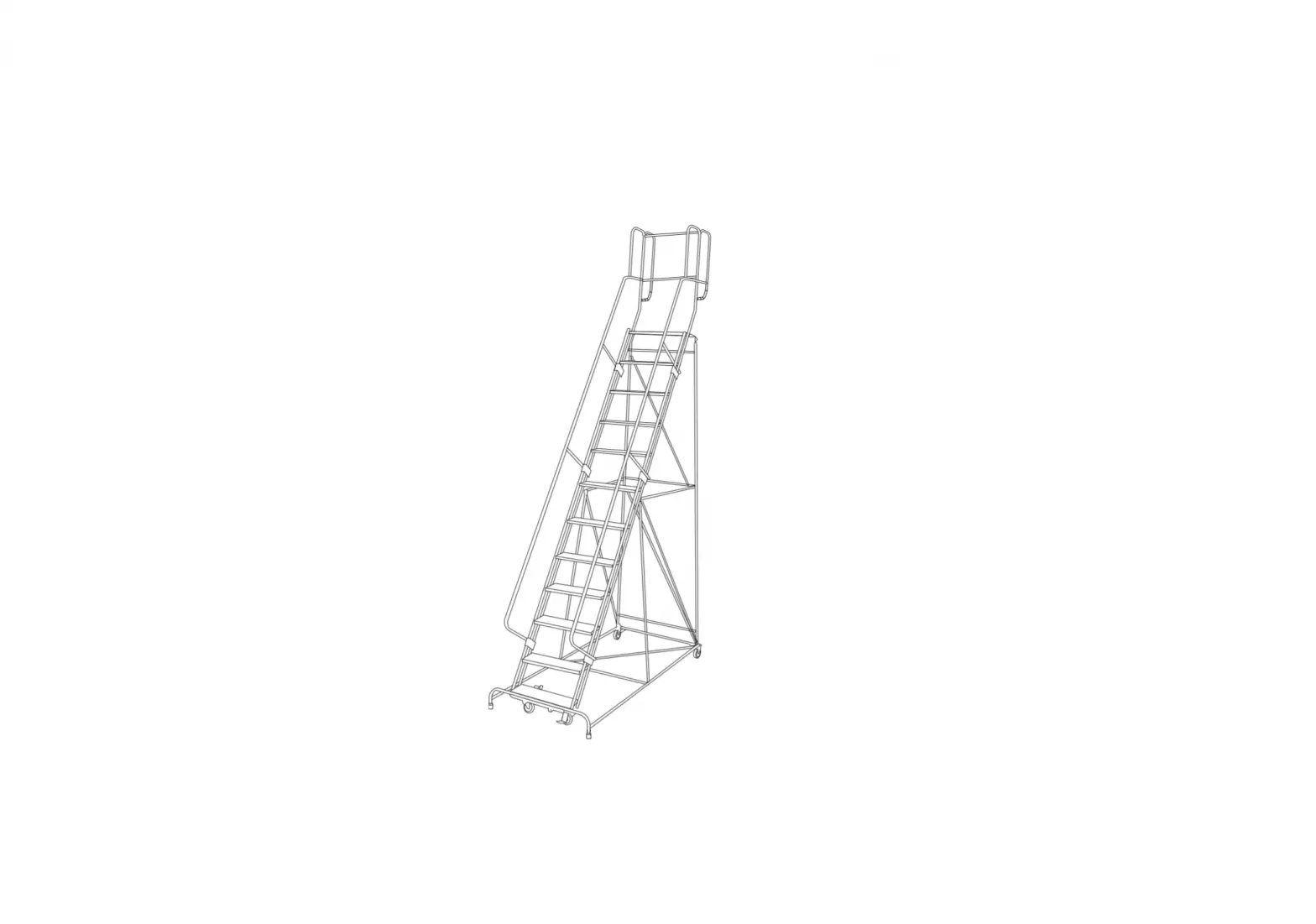 Uline H-1554-30 12 Step Rolling Safety Ladder 30