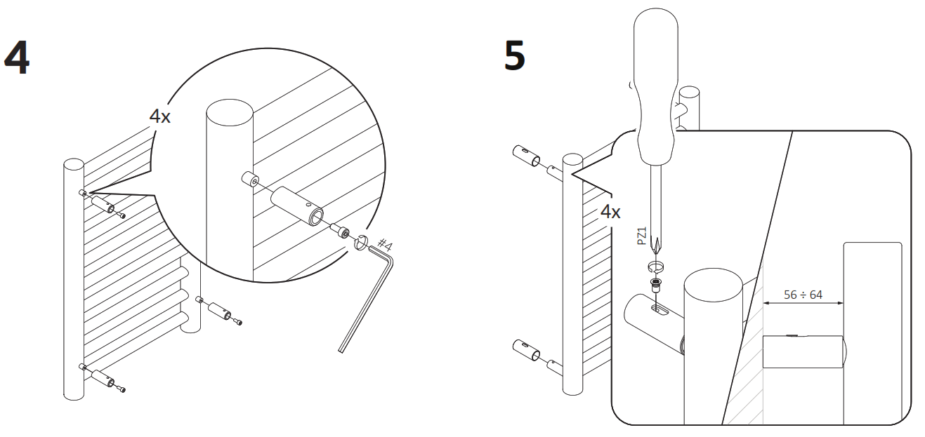 TERMA 3454BTU 520 mm Designer Towel Radiators - fig