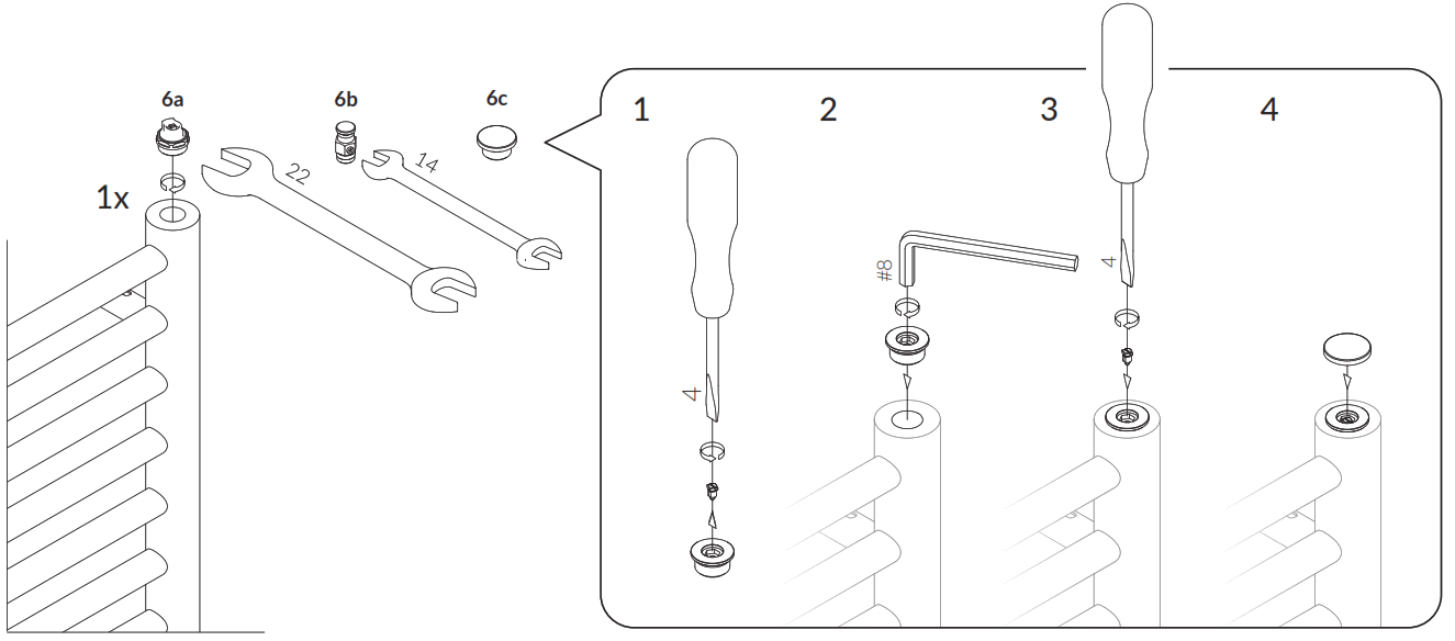 TERMA 3454BTU 520 mm Designer Towel Radiators - fig1