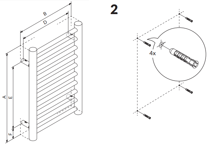 TERMA 3454BTU 520 mm Designer Towel Radiators - fig4