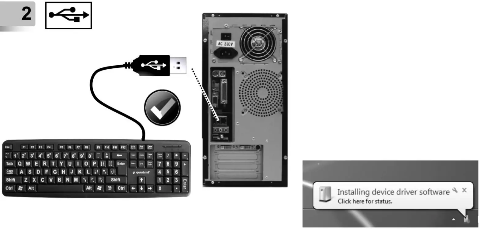 gembird KB-US-103 Standard Keyboard with Big Letters - fig2