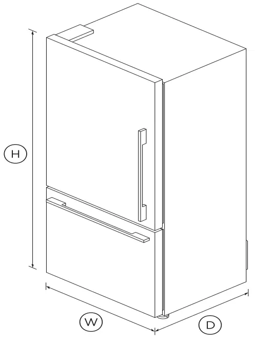 FISHER and PAYKEL RF522WDRX5 491L Freestanding Refrigerator Freezer - DIMENSIONS