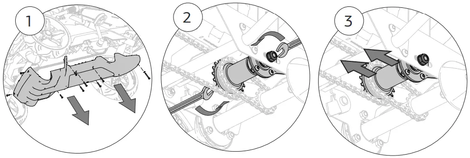 Tensioning the front chain: