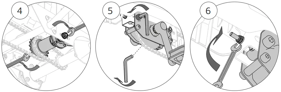 Tensioning the front chain: