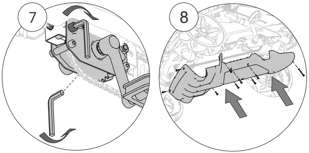 Tensioning the front chain: