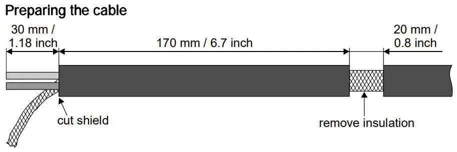SIEMENS FHA2045-U1 EBA2001 Shield Connection Kit Installation Guide - Preparing and installing the cable