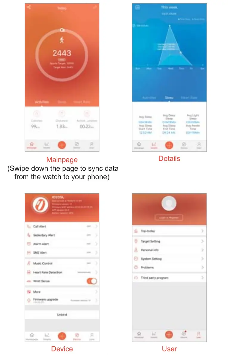 Smart Watch ID205L - App Interfaces