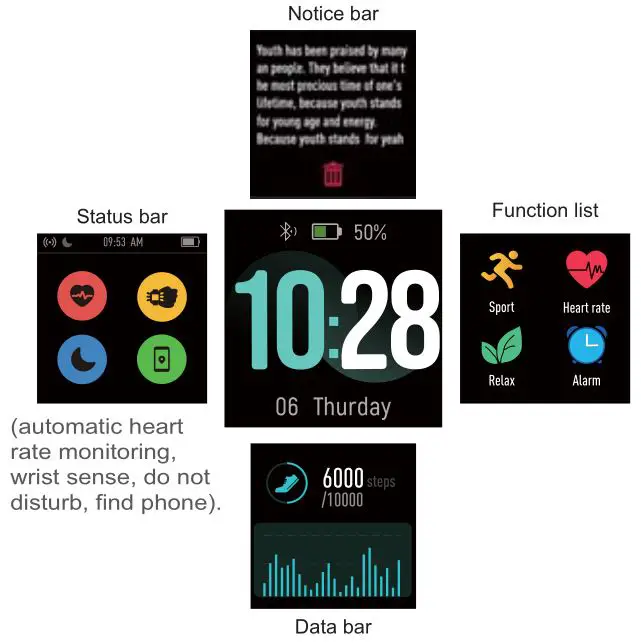 Smart Watch ID205L - Watch Interfaces