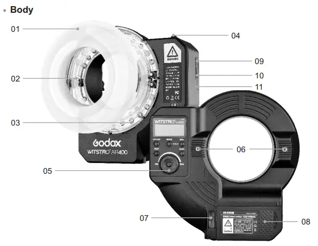 Godox AR400 Powerful Ring Flash- Name