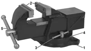 Harbor Freight CENTRAL FORGE Rugged Cast Iron Swivel Vise with Anivl - Diagram