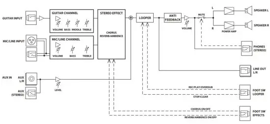 Roland AC 33 Musical Instruments and Professional Audio System - Block Diagram