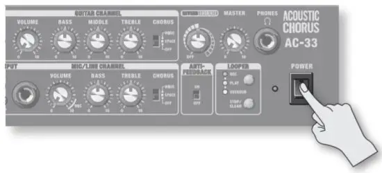 Roland AC 33 Musical Instruments and Professional Audio System - Turning the power 1