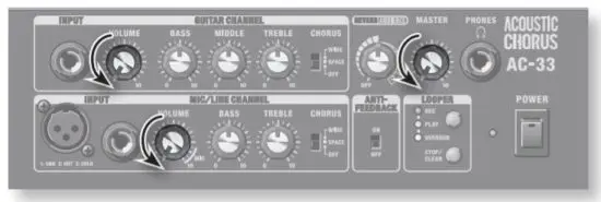 Roland AC 33 Musical Instruments and Professional Audio System - Turning the power