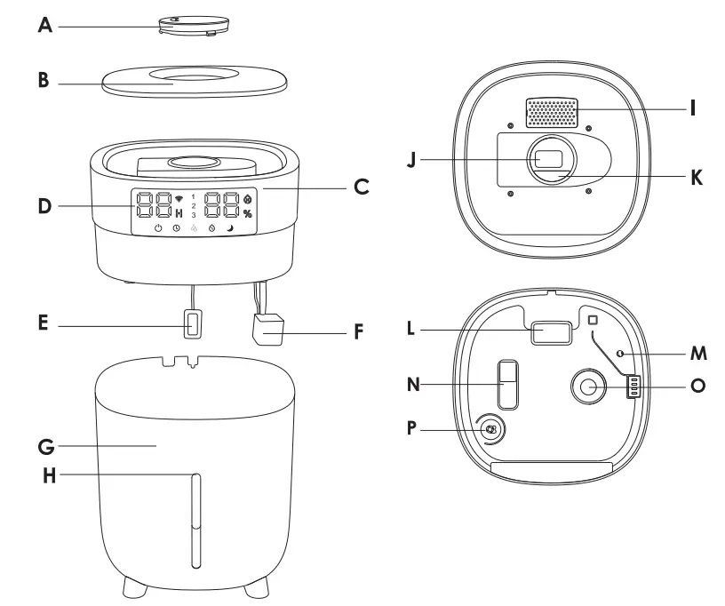 KFC SMART WB JS2101 Smart Ultrasonice Humidifier - all parts
