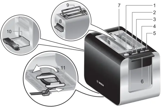 BOSCH TAT861.GB Compact Toaster Machine Instruction 1