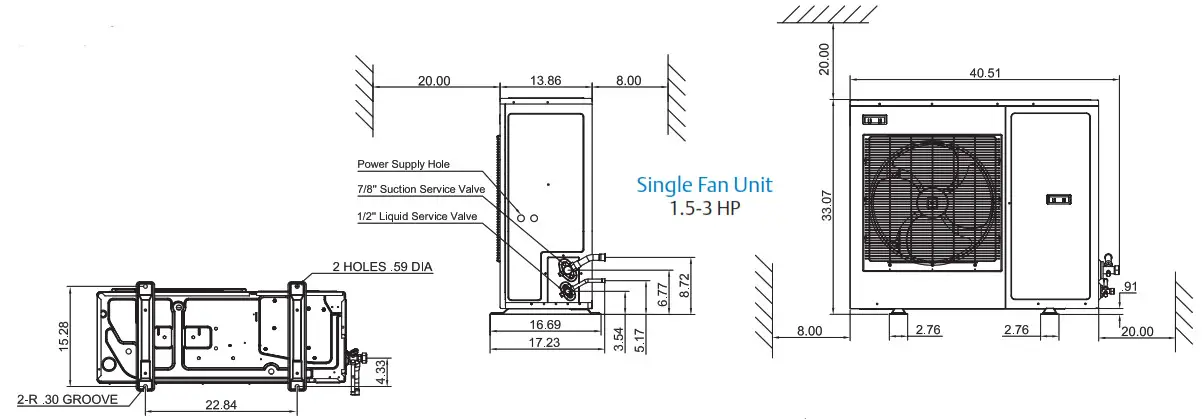 EMERSON Copeland Outdoor Refrigeration Unit X-Line Dimensional Drawings