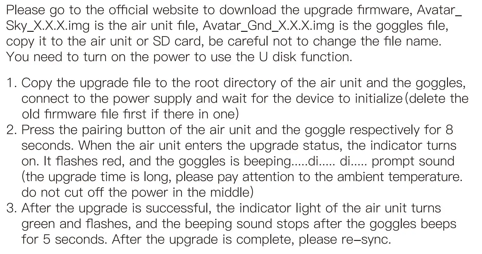 Walksnail AVATAR KIT User Guide - Upgrade
