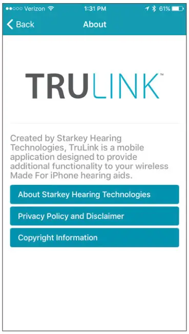 TRULINK Hearing Control App -About